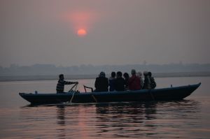 boat at  sunrise